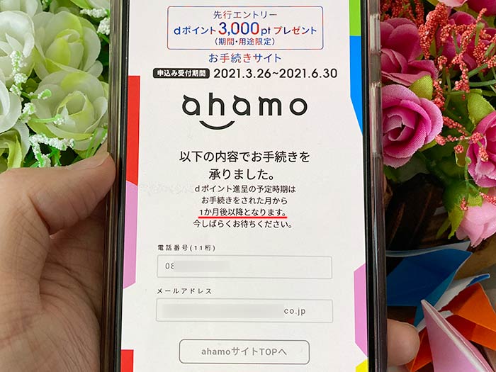 dポイント獲得手続き完了!
