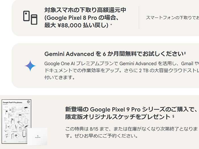 グーグルピクセル9Pro 手数料なしで12回払い