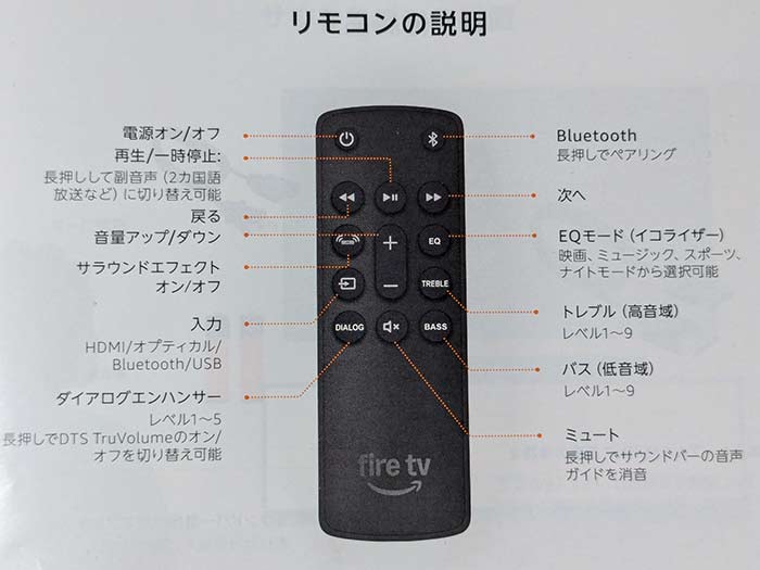 Amazon Fire TV Soundbar リモコンを使うことの方が多い