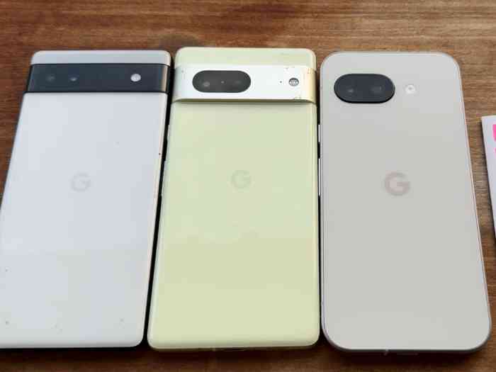 グーグルピクセル9a 裏面では大きさは同じくらい