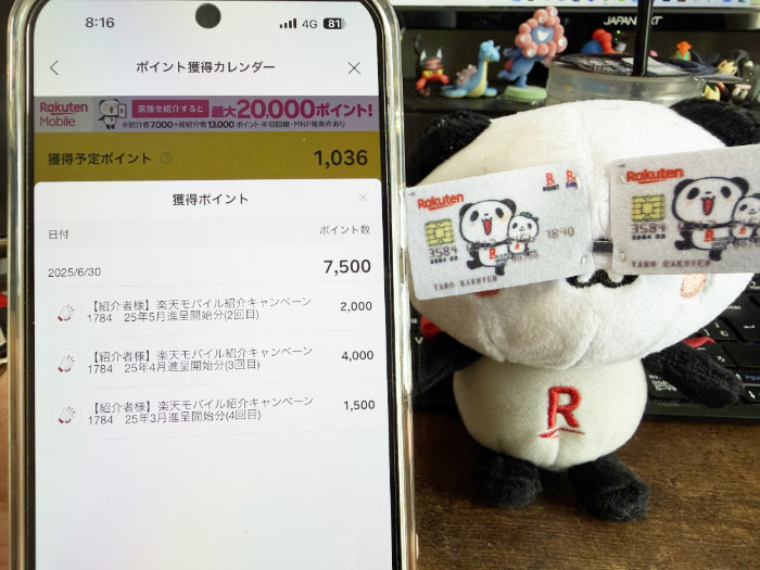 楽天ポイント獲得の結果