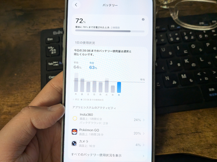 iPhone17ProMAX バッテリー使用量